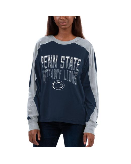 G-iii 4her By Carl Banks Gray Penn State Nittany Lions Smash Oversized Long Sleeve T-shirt