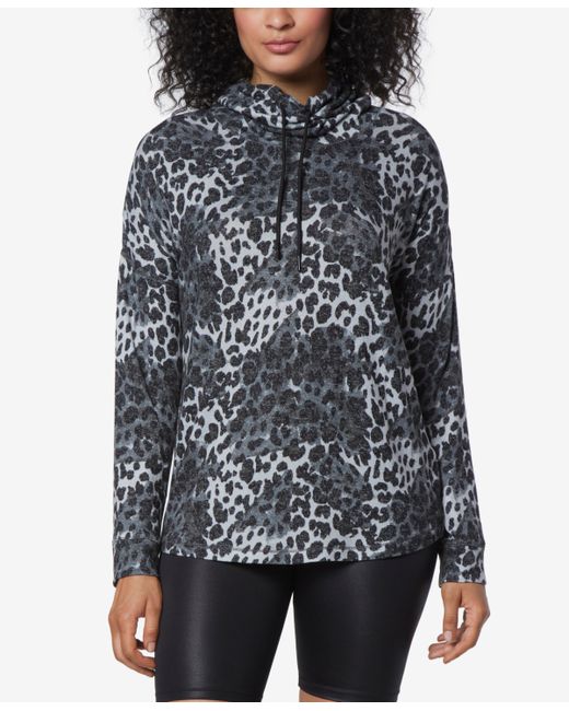 Marc New York Andrew Marc Sport Long Sleeve Printed Cowl Neck Tunic Top