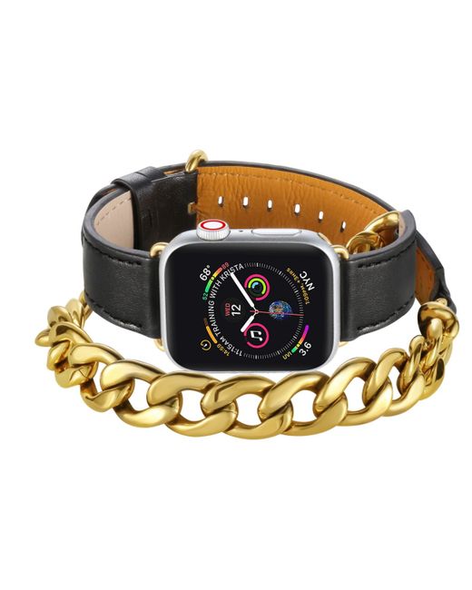 Posh Tech and Apple Double Wrap with Chain Leather Replacement Band
