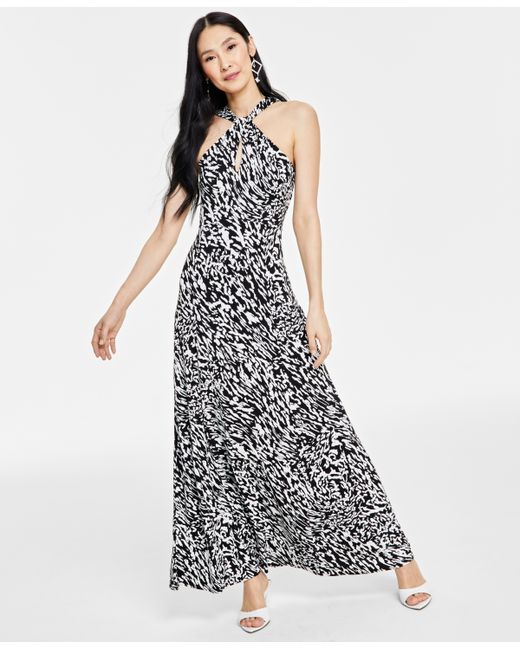 I.N.C. International Concepts Printed Keyhole-Neck Maxi Dress Created for