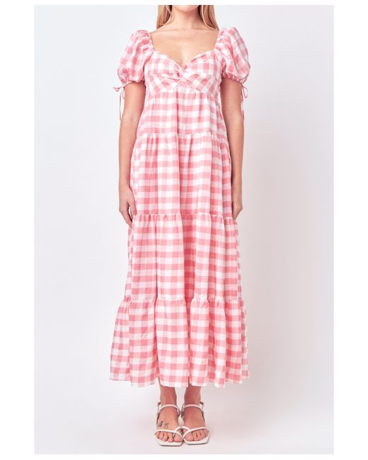 English Factory Knotted Gingham Dress