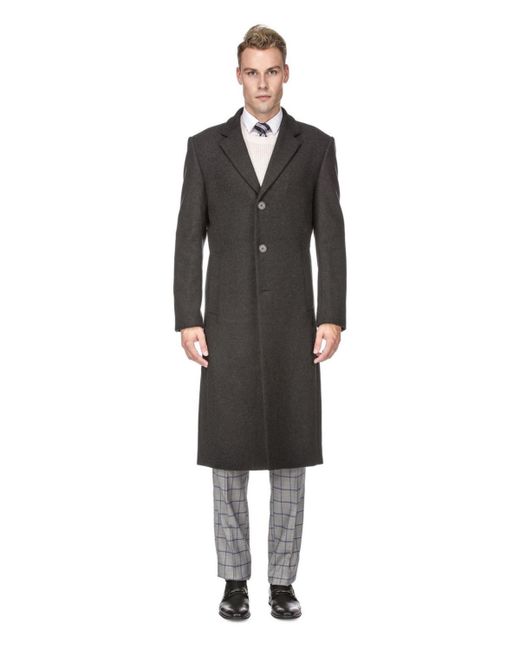Braveman Knee Length Wool Blend Three Button Long Jacket Overcoat Top Coat