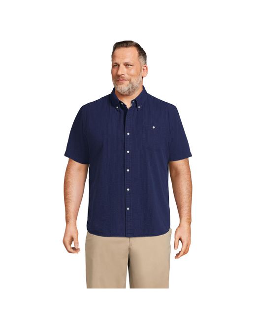 Lands' End Big and Tall Traditional Fit Short Sleeve Seersucker Shirt