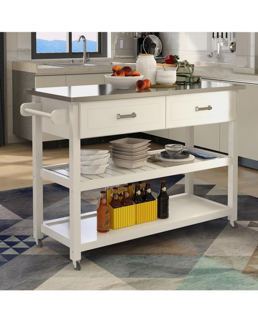 Simplie Fun Stainless Steel Table Top Kitchen Cart With Two Drawers