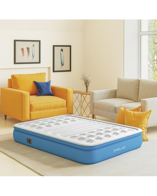 Simmons 12 Lumbar Firm Tri-Zone Air Mattress with Built Pump and Support blue