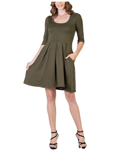 24seven Comfort Apparel Three Quarter Sleeve Mini Dress