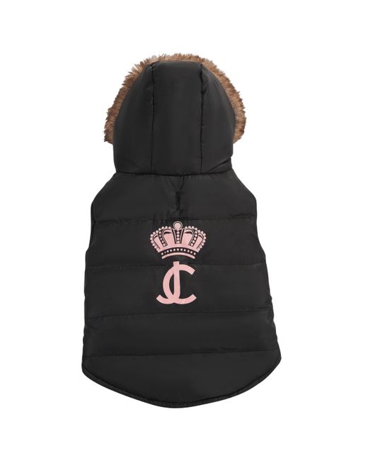 Juicy Couture Faux Fur Hooded Pet Jacket for Dogs and Cats Extra Small/Small lbs.