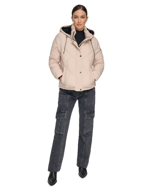 Dkny Diamond Quilted Hooded Puffer Coat