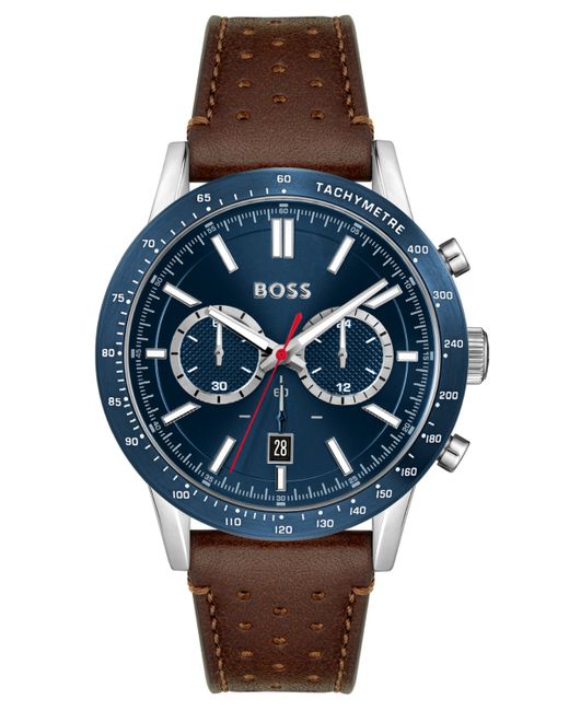 Boss Allure Chronograph Brown Leather Strap Watch 44mm