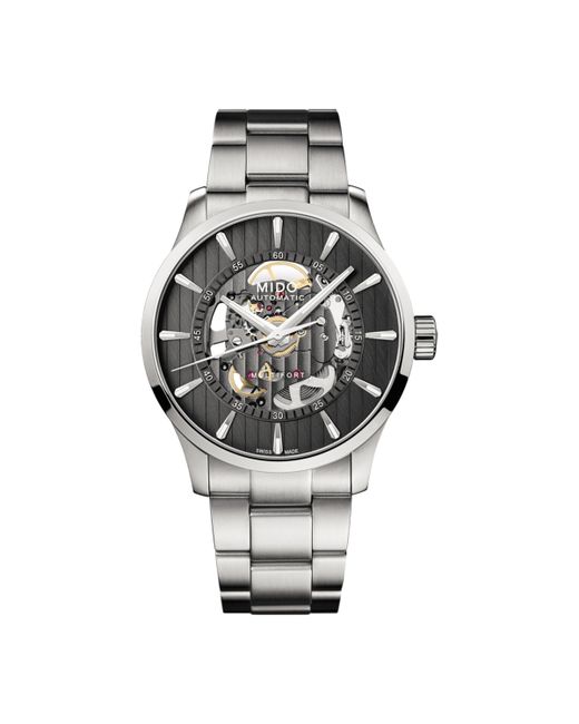 Mido Swiss Automatic Multifort Skeleton Vertigo Stainless Steel Bracelet Watch 42mm