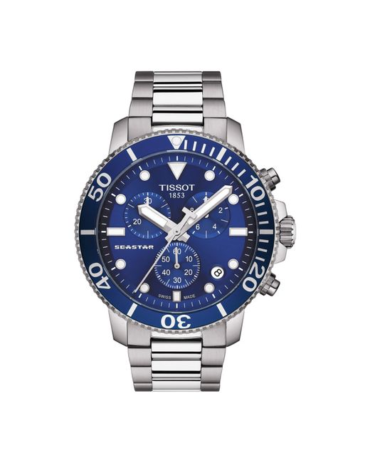 Tissot Swiss Chronograph Seastar 1000 Stainless Steel Bracelet Diver Watch 45.5mm