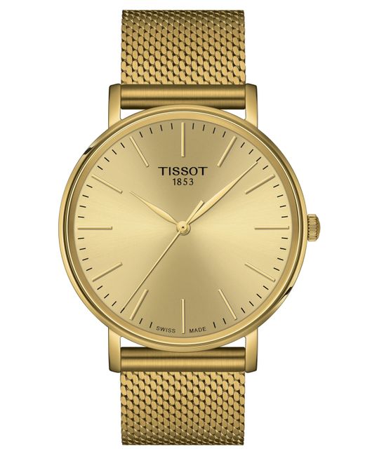 Tissot Swiss Everytime Gold Pvd Stainless Steel Mesh Bracelet Watch 40mm