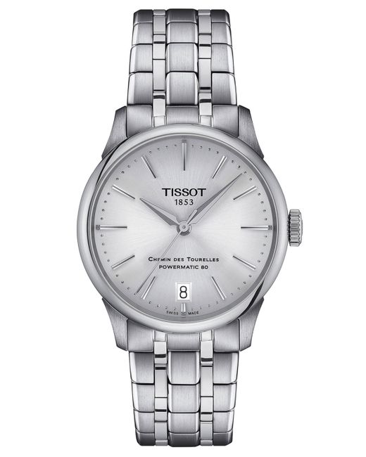 Tissot Swiss Automatic Chemin des Tourelles Powermatic 80 Stainless Steel Bracelet Watch 34mm