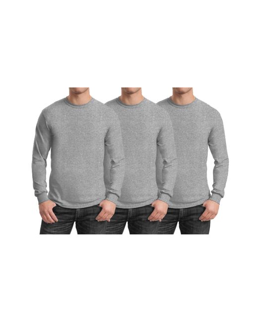 Galaxy By Harvic 3-Pack Egyptian Cotton-Blend Long Sleeve Crew Neck Tee