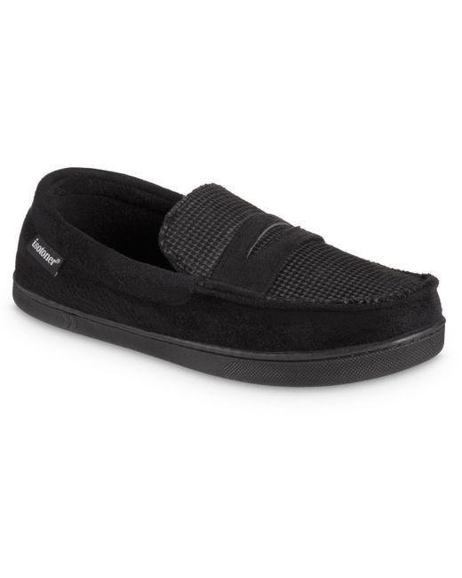Isotoner Advanced Memory Foam Microsuede and Houndstooth Jasper Moccasin Comfort Slippers