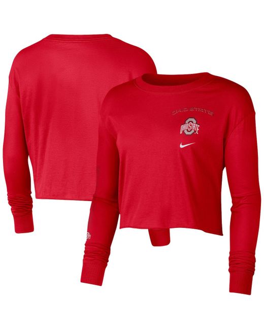 Nike Ohio State Buckeyes 2-Hit Cropped Long Sleeve T-shirt