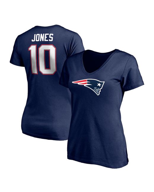 Fanatics Mac Jones New England Patriots Logo Player Icon Name Number V-Neck T-shirt