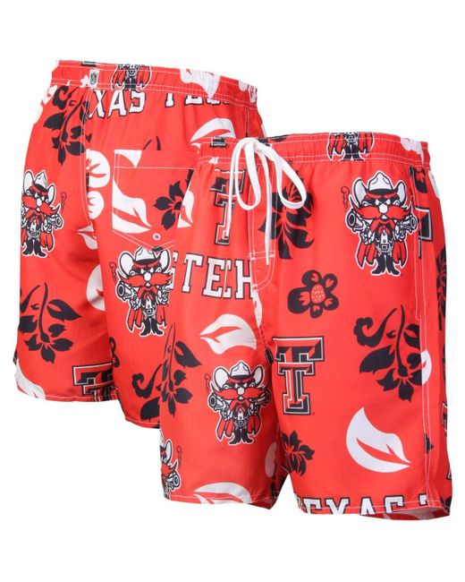 Wes & Willy Texas Tech Raiders Floral Volley Logo Swim Trunks