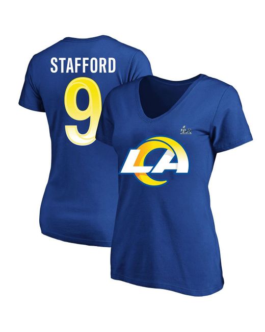 Fanatics Matthew Stafford Los Angeles Rams Super Bowl Lvi Plus Name Number V-Neck T-shirt
