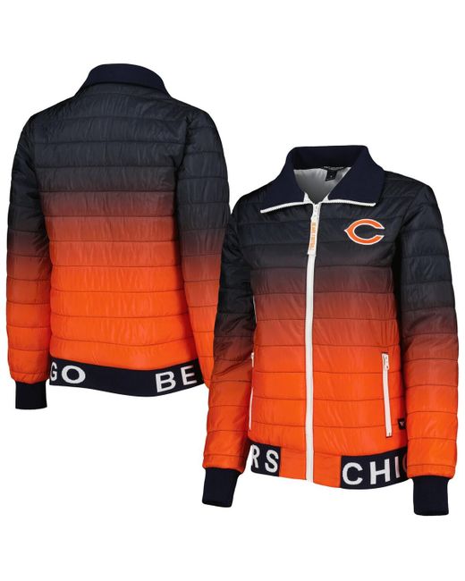 The Wild Collective Orange Chicago Bears Block Full-Zip Puffer Jacket