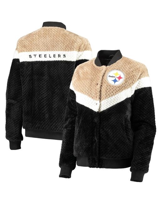 G-iii 4her By Carl Banks and Cream Pittsburgh Steelers Riot Squad Sherpa Full-Snap Jacket