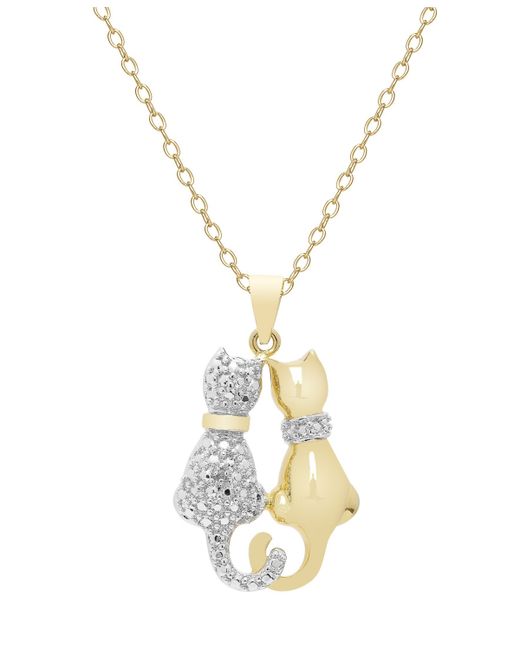 Macy's Diamond Accent plated Cat Couple Pendant Necklace