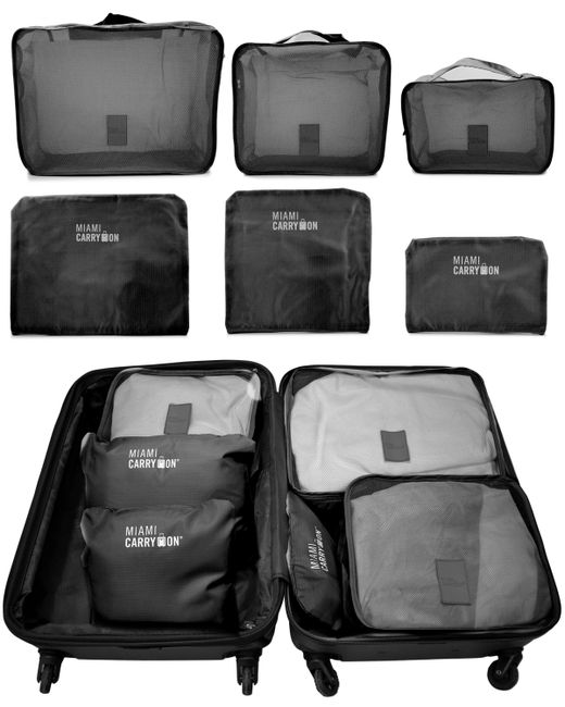 Miami Carryon Set of 6 Neon Packing Cubes Travelers Luggage Organizer
