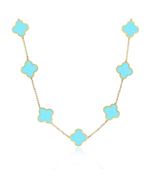 The Lovery Large Clover Necklace aqua