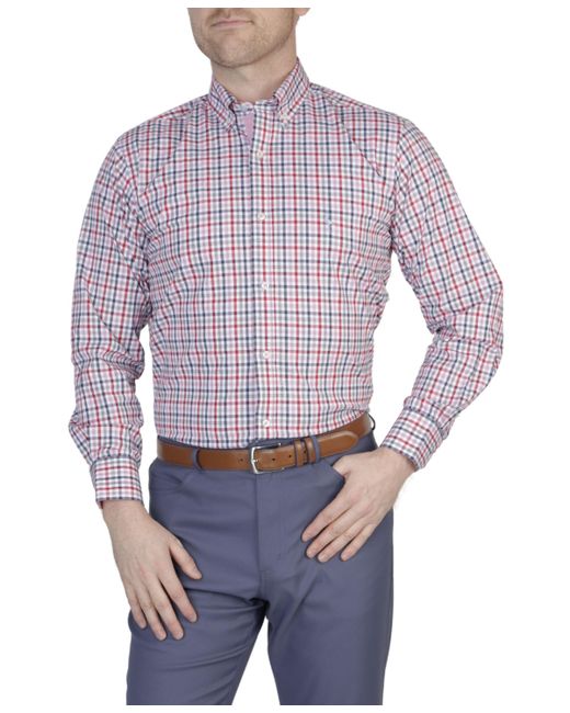 TailorByrd Gingham Cotton Stretch Long Sleeve Shirt