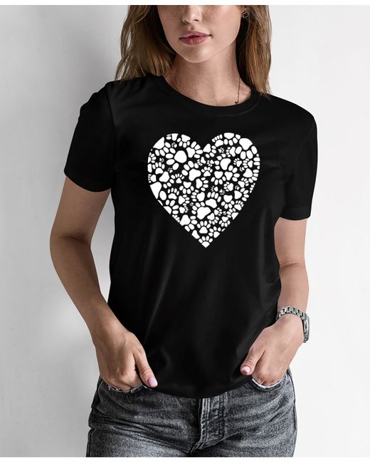 La Pop Art Word Art Paw Prints Heart T-Shirt
