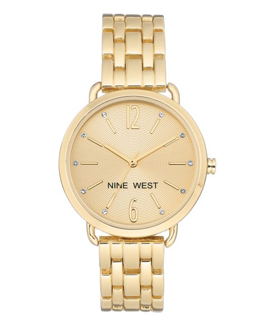 Nine West Crystal Accented Gold-Tone Bracelet Watch 36mm