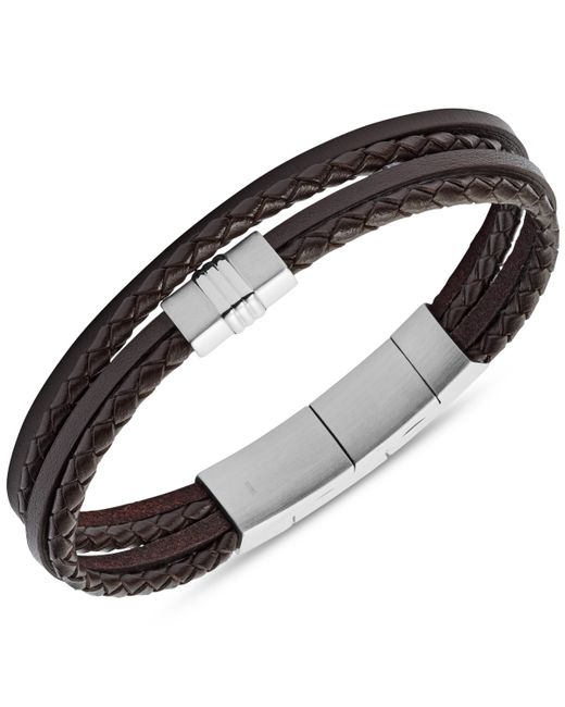 Fossil Brown Multi-Strand Braided Bracelet