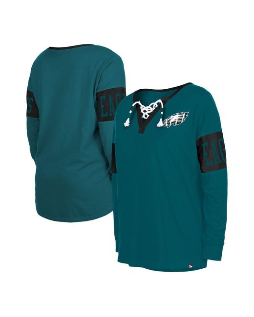 New Era Philadelphia Eagles Lace-Up Notch Neck Long Sleeve T-shirt
