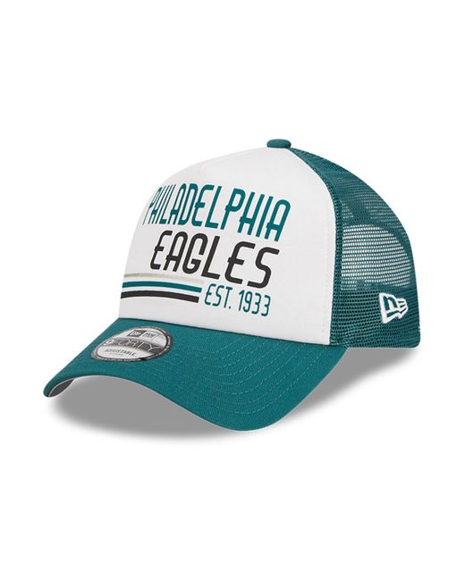 New Era Midnight Green Philadelphia Eagles Stacked A-Frame Trucker 9FORTY Adjustable Hat