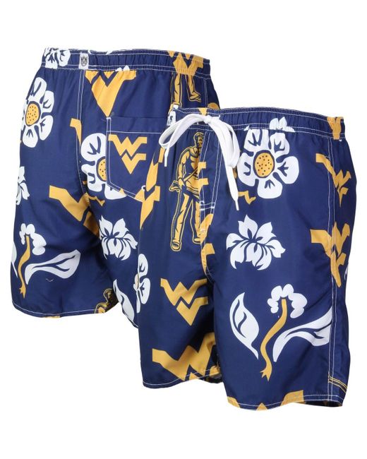 Wes & Willy West Virginia Mountaineers Floral Volley Logo Swim Trunks