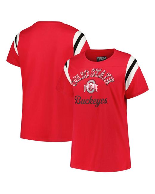Profile Ohio State Buckeyes Plus Striped Tailgate Crew Neck T-shirt