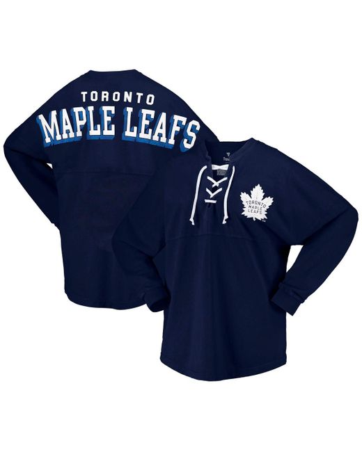 Fanatics Toronto Maple Leafs Spirit Lace-Up V-Neck Long Sleeve Jersey T-shirt