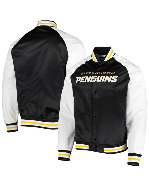 Mitchell & Ness White Pittsburgh Penguins Primetime Raglan Satin Full-Snap Jacket