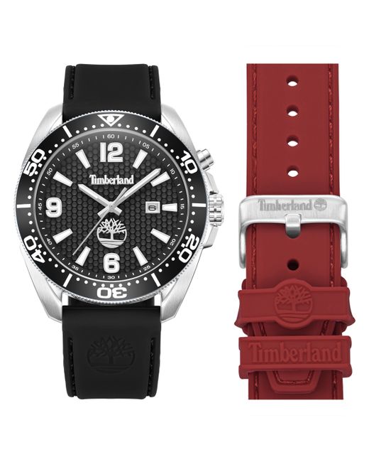 Timberland Quartz Carrigan Black Silicone Watch 44mm Set