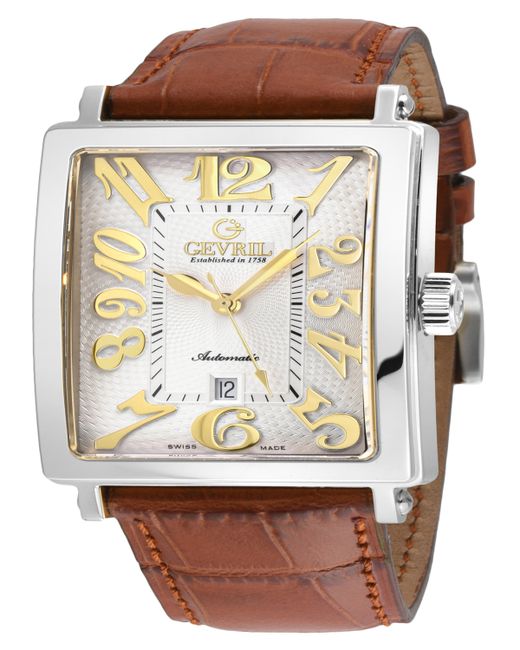 Gevril Avenue of Americas Light Leather Watch 44mm