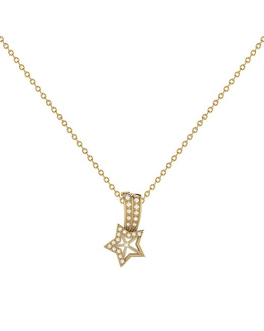 LuvMyJewelry Wishing Star Design Sterling Silver Diamond Pendant Necklace