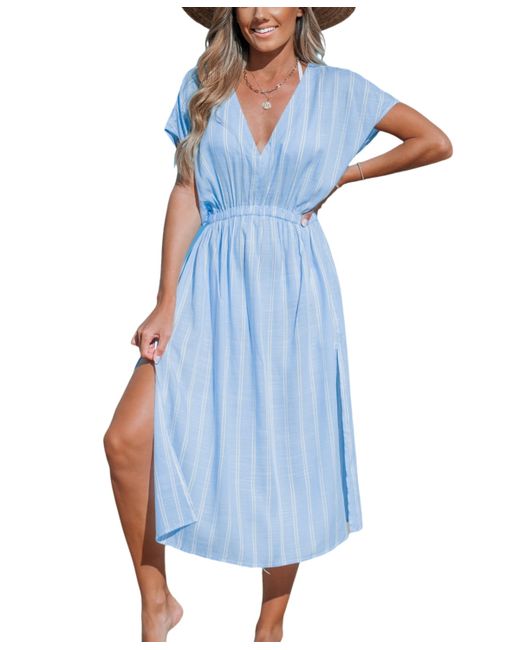 Cupshe Striped Midi Cover-Up Dress pastel