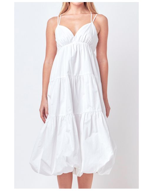 English Factory Balloon Dress with Strappy Back Detail