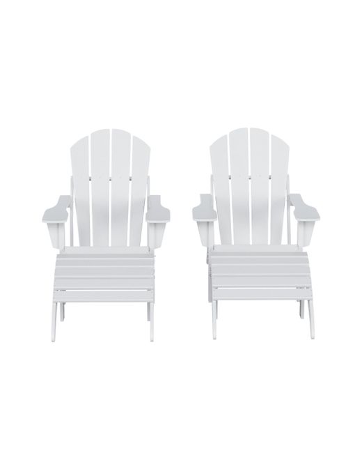 Westintrends 4 Piece Set Classic Folding Adirondack Chair With Footrest Ottoman