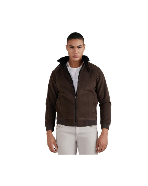 Campus Sutra Zip-Front Jacket With Fleece Detail