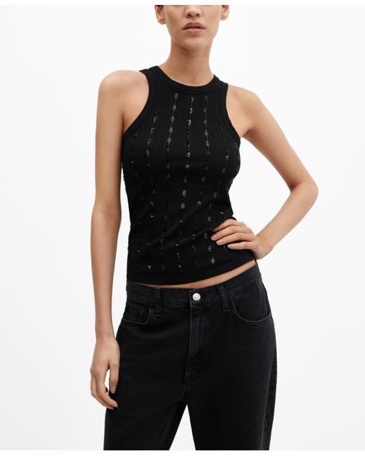 Mango Sequin Detail Knitted Top