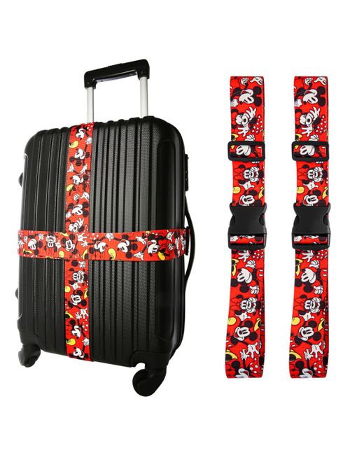 Disney Mickey and Minnie Mouse Luggage Strap 2-Piece Set Officially Licensed Adjustable Straps from 30 to 72 yellow