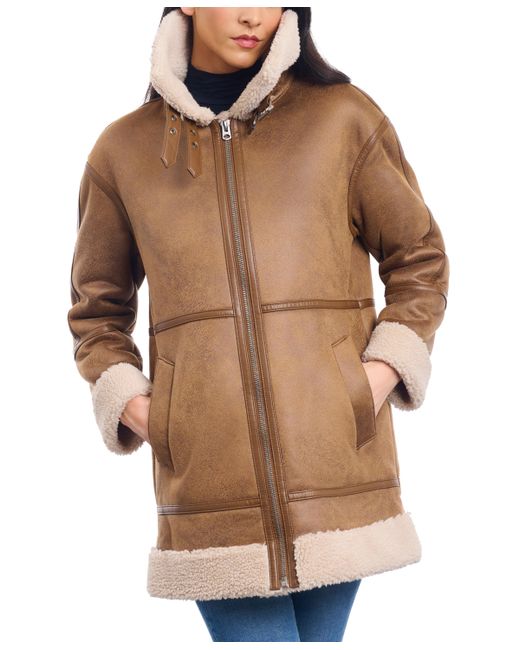 Lucky Brand Faux-Shearling Zip-Front Coat
