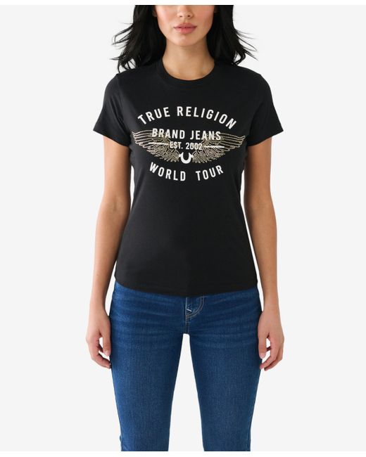 True Religion Short Sleeve Retro Crystal Slim Crew T-shirt