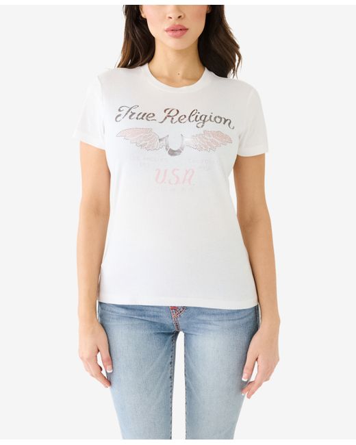 True Religion Short Sleeve Crystal Wing Horseshoe T-shirt